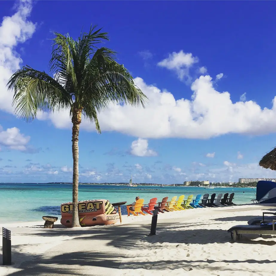 beach day in aruba at palm beach