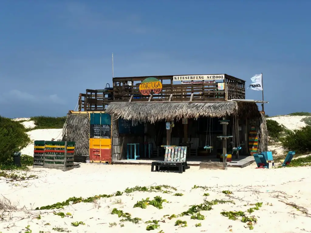 tortuga beach bar at boca grandi kite surfing beach day in aruba
