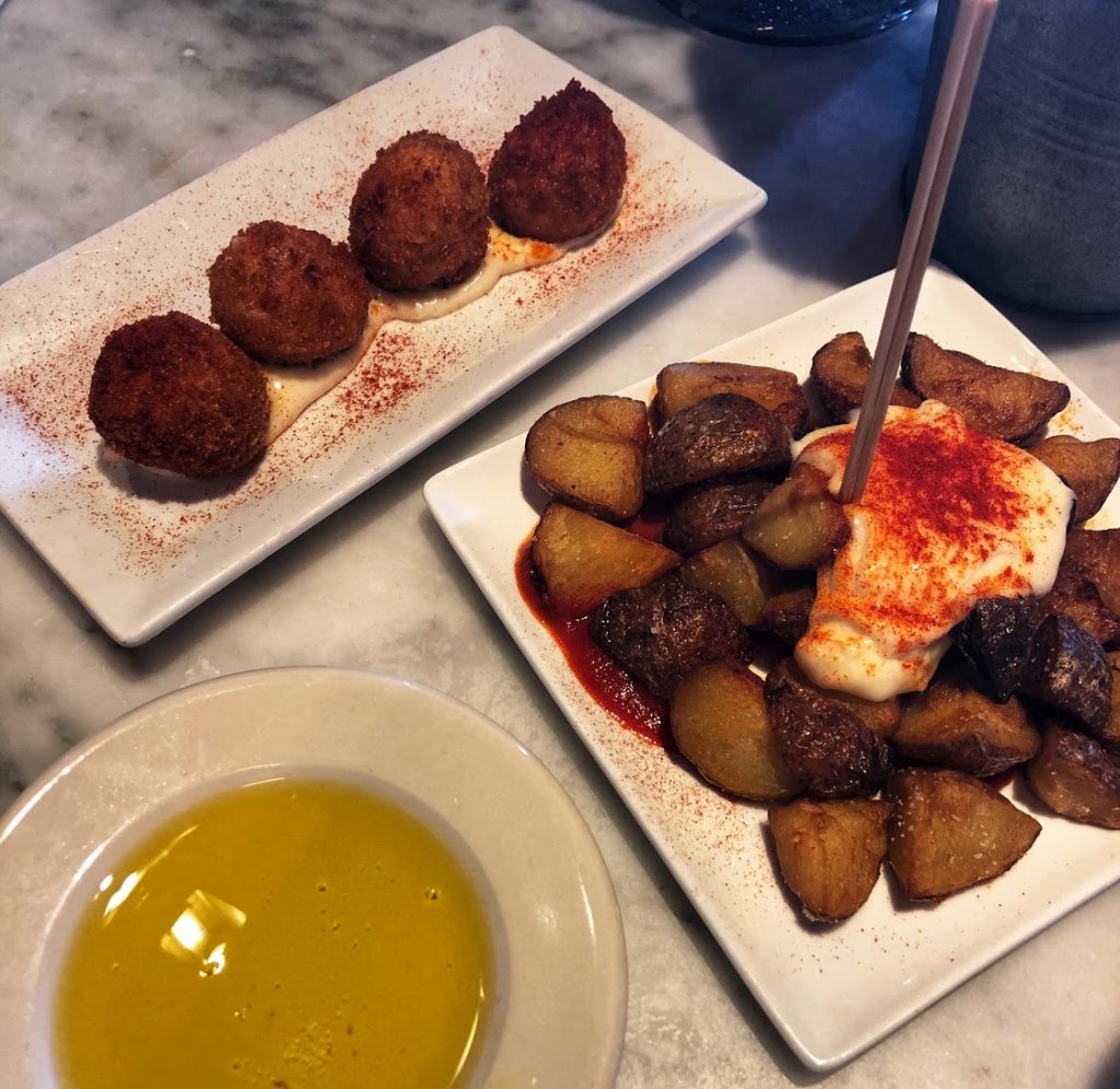 croquettes and patatas bravas at barcelona wine bar