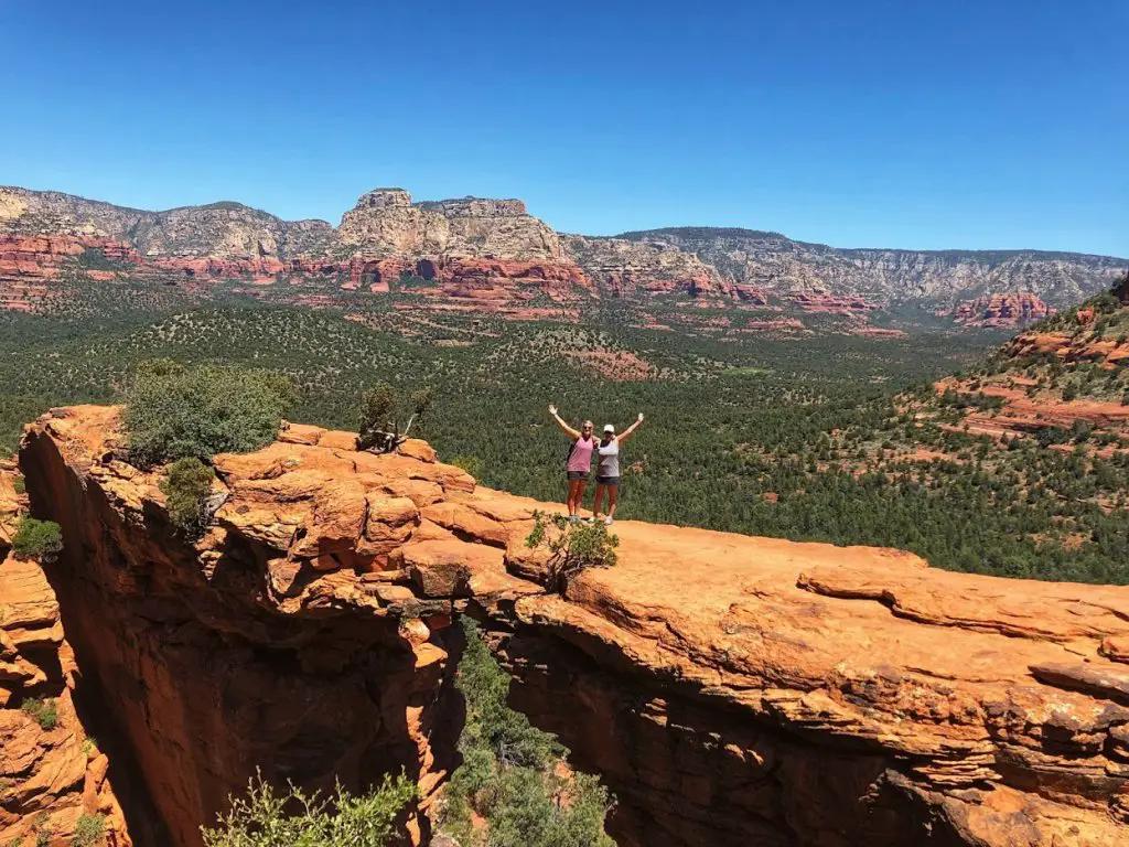 two girls on devils bridge hike Sedona Arizona 