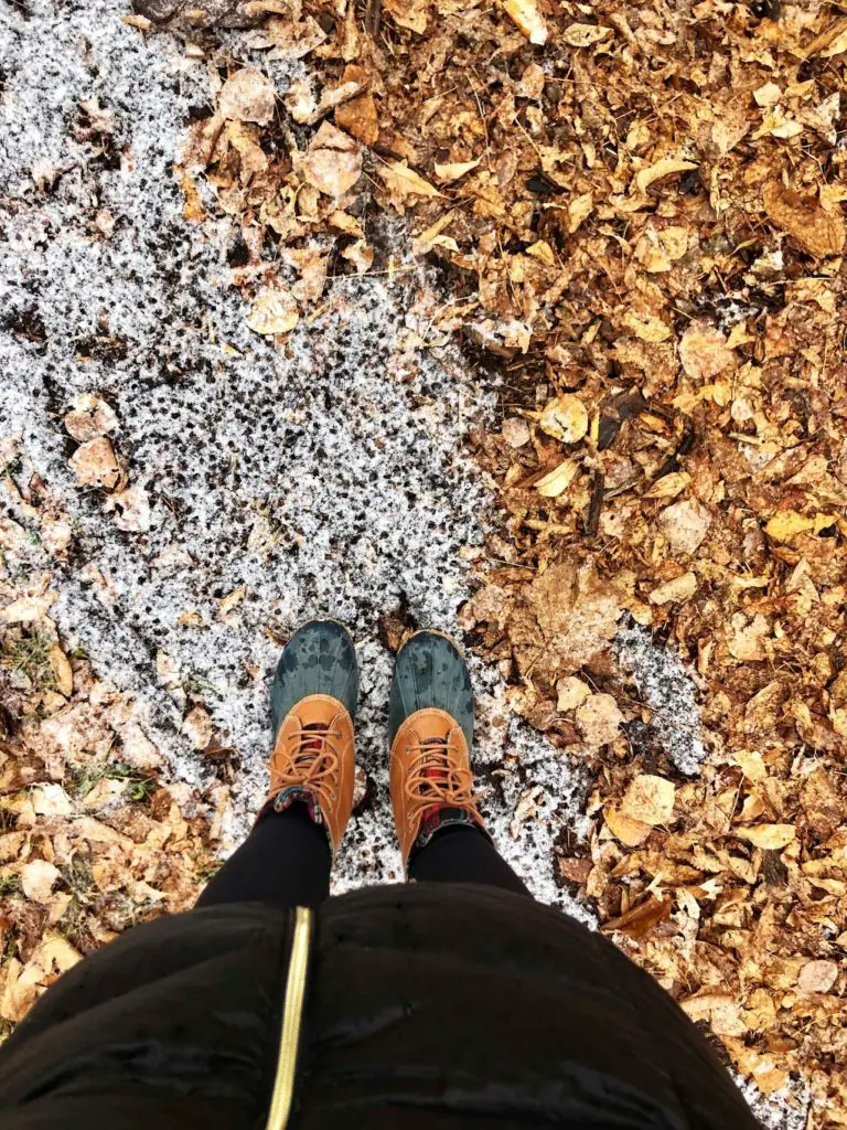 leaves with cute boots
