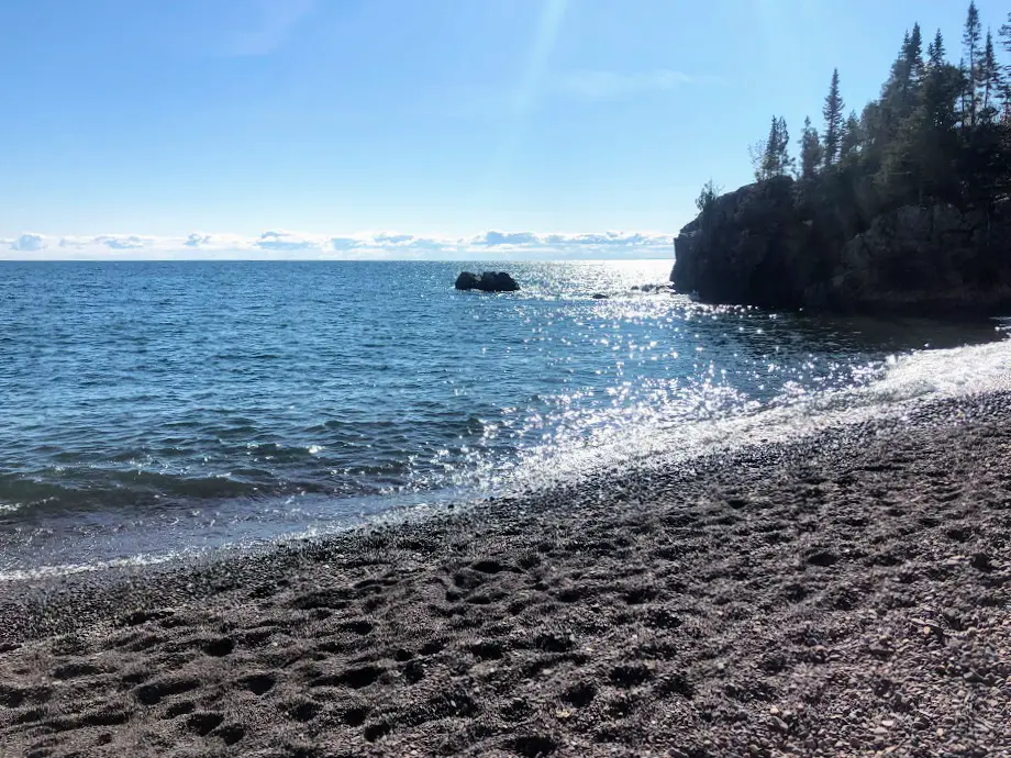 black sand beach on minnesota's north shore