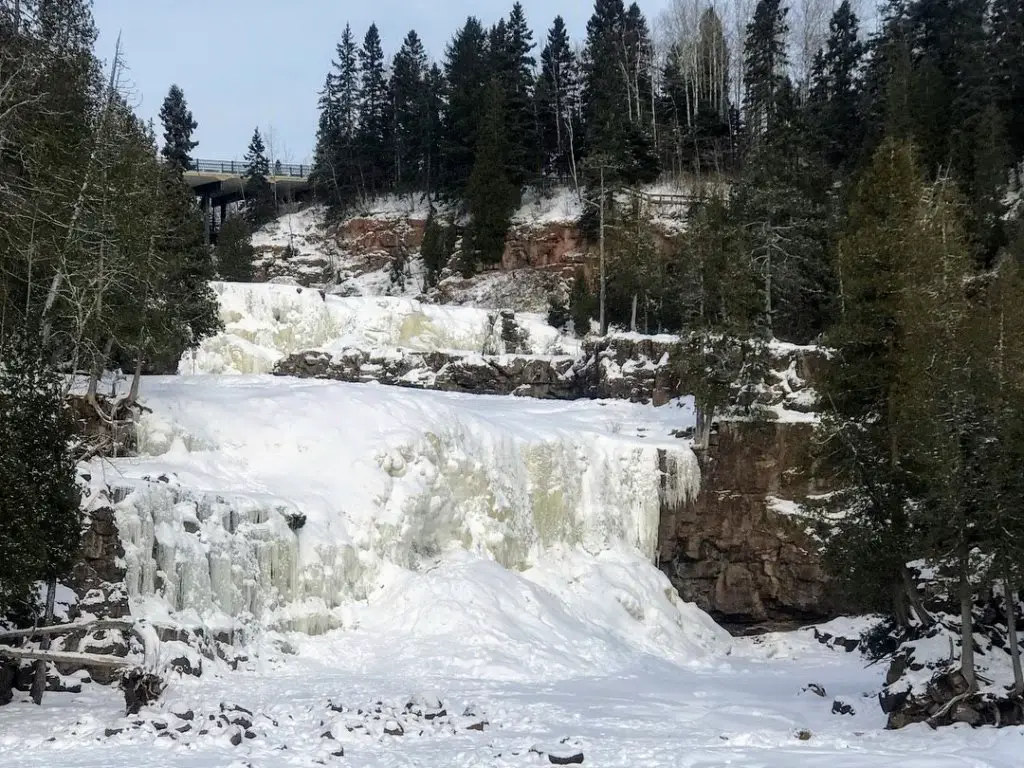 goosberry falls state park frozen waterfall winter