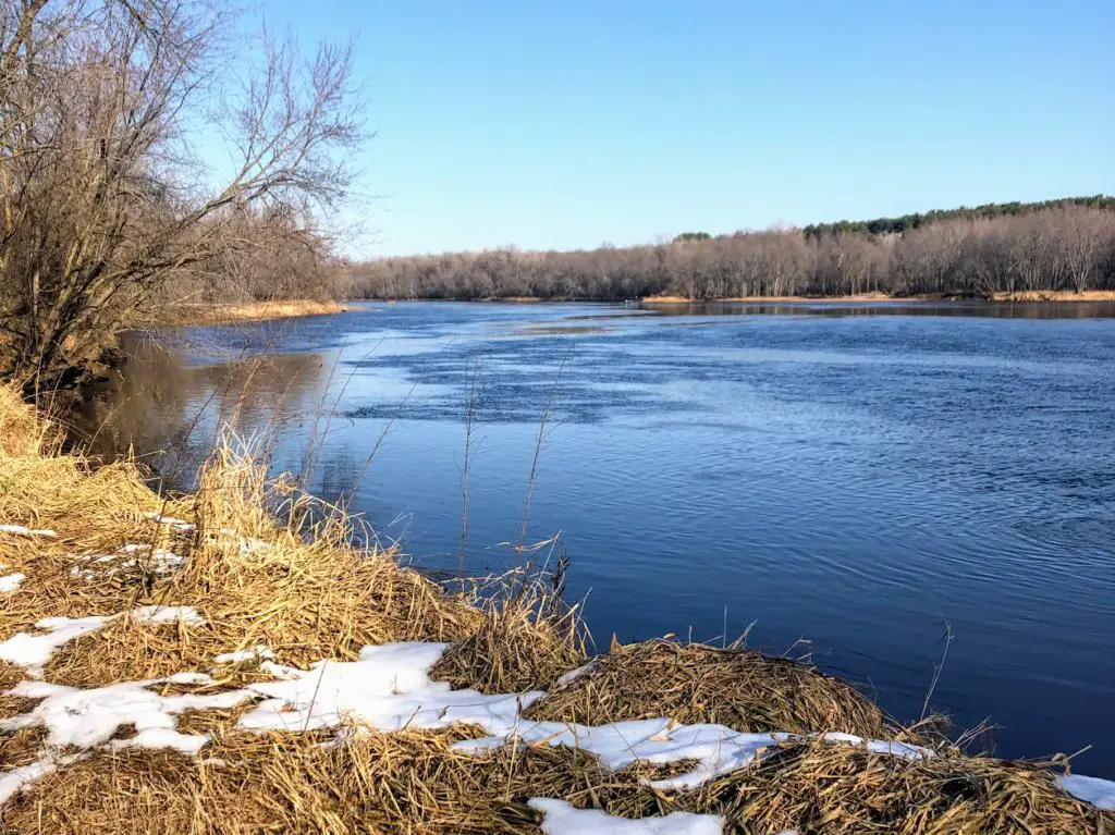 hike during Minnesota winter st. croix river