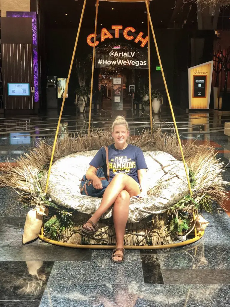 girl at the aria front lobby