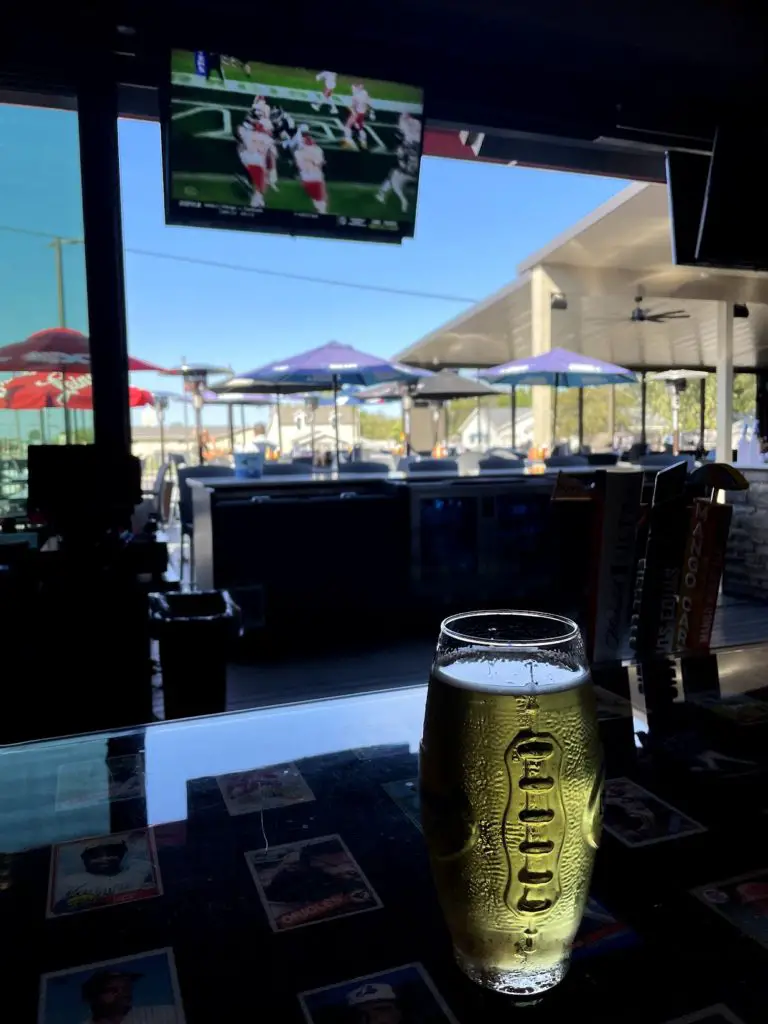 football glass at ultimate sports bar