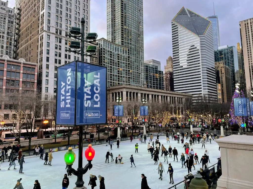 chicago in december ice skating rink