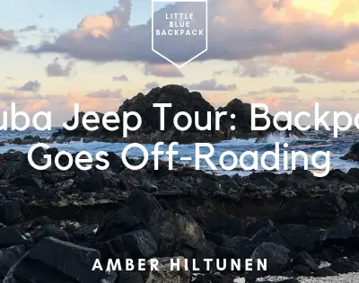 aruba jeep tour: backpack goes off-roading